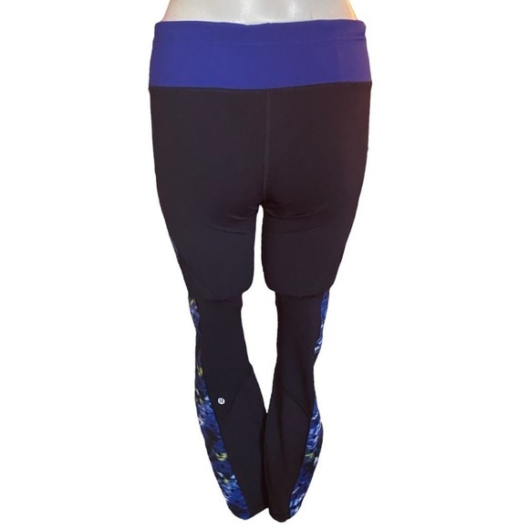 Lululemon Rain-On Train-On Women's Black Blue Full Length Leggings Size 8 - Picture 4 of 13